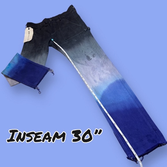 Originally NWT White Carpenter Jeans Dip Dyed in Graphite/Midnight Blue. Sz 28 - Picture 6 of 11